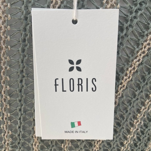 Floris Lurex Crochet Knit Maxi Dress NWT in Sage Gold Metallic Made in Italy - Picture 10 of 15